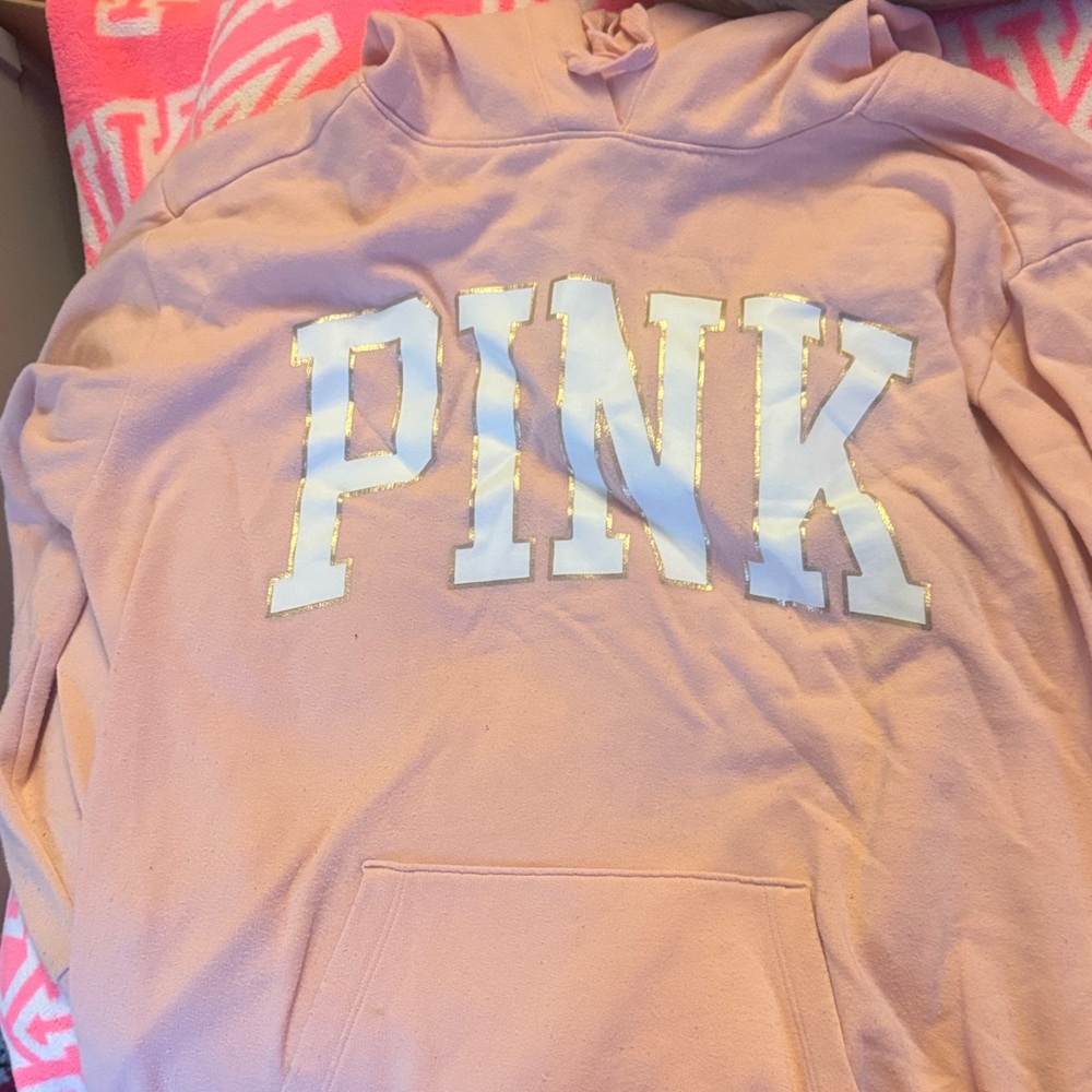 PINK Victoria's Secret Hoodie in Light Pink and White